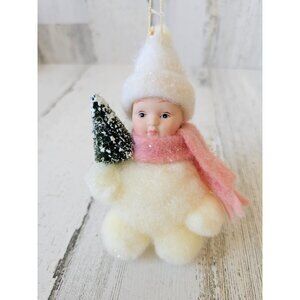 Brn Eskimo girl scarf ornament tree glitter Xmas tree